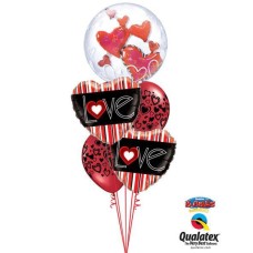 Bouquet 137 Double Bubble Lovely Floating Hearts Qualatex # 68808 21698-2 40863-2