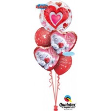 Bouquet 403 Red Hearts & Filigree Qualatex # 33909 20811-2 12407-2