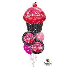 510 Love You Cupcake Qualatex Bouquet # 16352 40853-2 27051-2