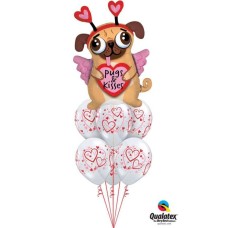 Bouquet 786 Pugs & Kisses Hearts Qualatex #78533 40295-6