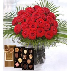 24 Red Roses & Large Butlers Chocolates