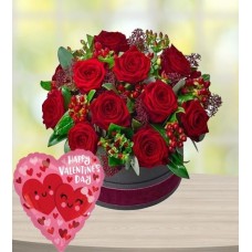 Luxury Rose Hatbox & Balloon