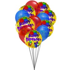 Colorfull Birthday Balloons (6 Latex Balloons and 6-Mylar Balloons)