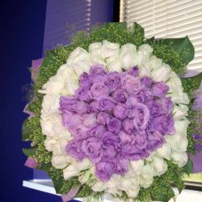 99 Roses  40 Purple 59 White Handbouquet