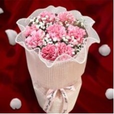 8 Pink Carnation With babys Breath Flowers Standing Bouquet