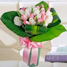 10 Tulips And  12 Roses Hand Bouquet