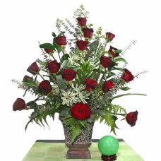 20 Black Roses Arrangement In Vase