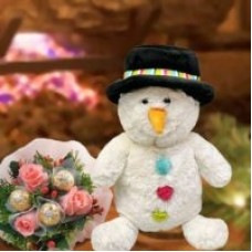 Plush Snowman Toy By Gund & Roses Bouquet