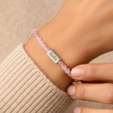 Rose quartz bracelet - engraved (M)