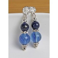 Gemstone earrings opal and lapis lazuli
