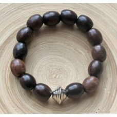 Bracelet blackwood beads with metal bead