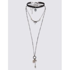 Darkness Layered Charm Necklace