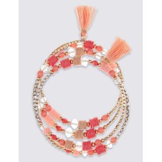 Coil Coral Cuff Tassel Bracelet