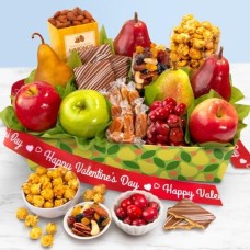 Happy Valentines Day Orchard Delight Fruit and Gourmet Basket