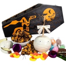 Halloween Treats with Spooky Dipped Caramel Apple in Gift Coffin Box