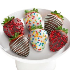 Happy Birthday Chocolate Dipped Strawberries - 6 Berries