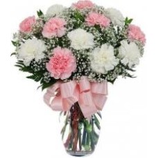 Pink And White Carnations Vase