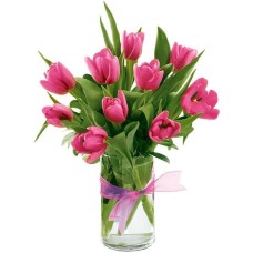 10 Pink Tulips Vase