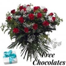 24 Red Roses With Free Chocolates