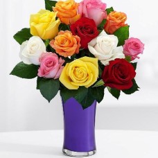 12 Mixed Roses Vase