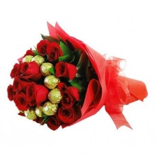 Bouquet Of 12 Red Roses With 16 Ferrero Rocher
