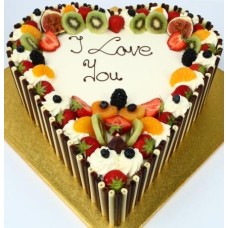1.5 Kg Heart Shaped Fresh Fruit Cake