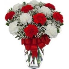 Red And White Carnations Vase