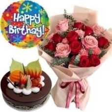 Roses, cake and balloon