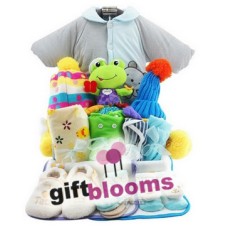 Winter Blossom Baby Shower Gift Basket (Pink Color Also Available for Baby Girl)