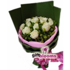 One Dozen White Rose for Happy Birthday to Taiwan