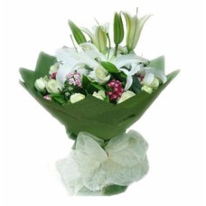 Mixed Lily and White Rose Sympathy to Hong Kong