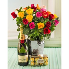 Classic Champagne and Flower Gift Set to Japan