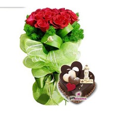 Red Rose Chocolate Cake Combo To South Korea