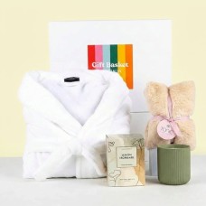 Luxury Bathrobe, Candle & Heat Pillow Hamper