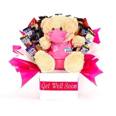 Get Well Soon Bouquet with Dr Bear - Pink