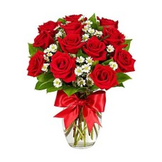 Luxury One Dozen Red Roses Vase