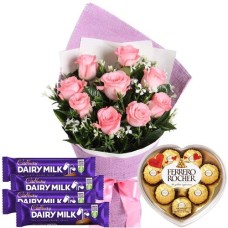 12 Peach Roses,Cadbury Dairy Milk 4 Varieties#10