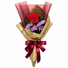 Valentine's Single Red Roses in Bouquet
