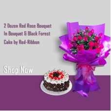 24pcs Red Rose Bouquet With Cake