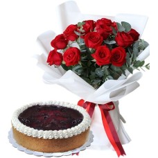 12pcs Red Color Rose With Contis cake