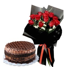12pcs. Red Roses with Contis Cake