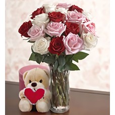 My Heart (12 Roses + Romantic Teddy Bear)