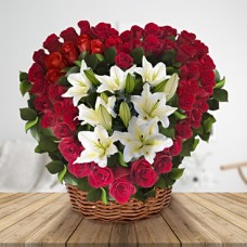 Love From The Heart (15 Roses + 2 Lilies Stems)