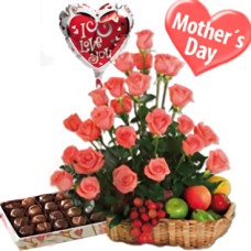 Delicious Mom's Day (12 Roses + Seasonal Fruits)