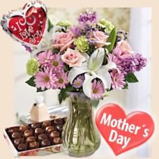 Mom's Favorite Bouquet (Mixed Flowers Basquet + Chocolate Box + Balloon)