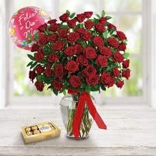 Mom's Roses (12 Roses + Chocolate Box + Balloon)