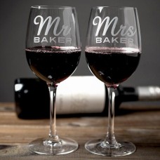 Personalised Mr & Mrs Set Of 2 Wine Glasses