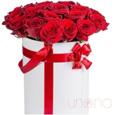 "Pure Love" Box Arrangement (red / standard (local flowers))