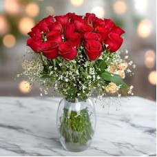 Red Roses Vase (24 Red Roses In Vase)