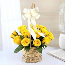 Yellow Roses Basket (24 Roses)